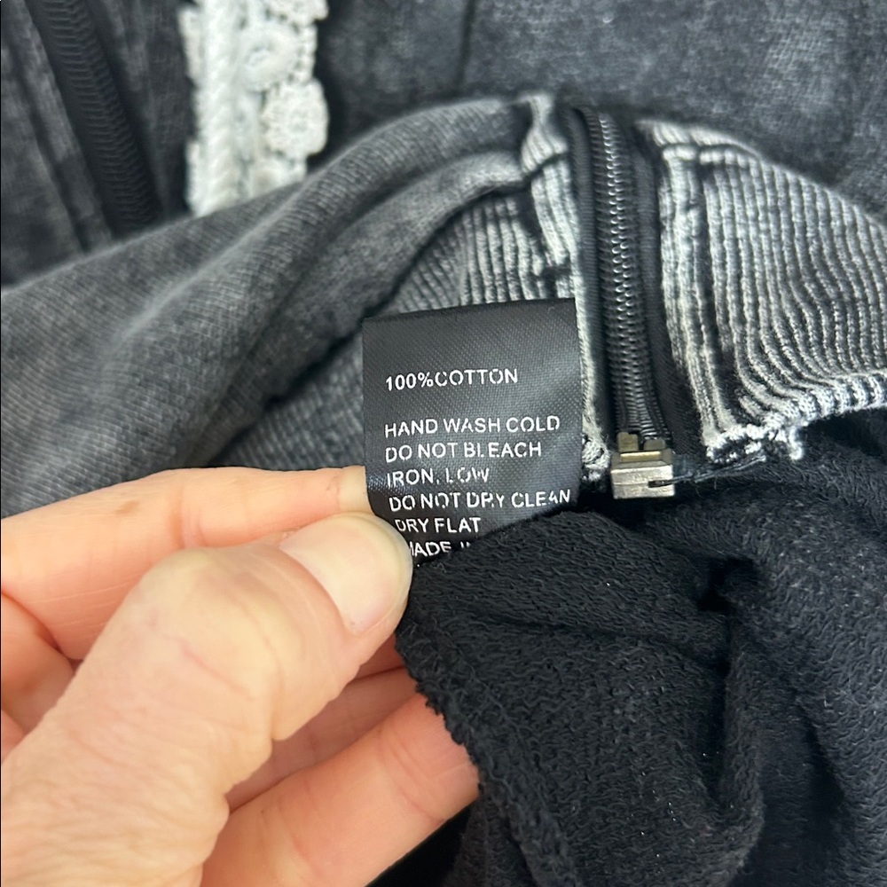 POL Black Lace-Trim Zip Hoodie - Picture 6 of 7